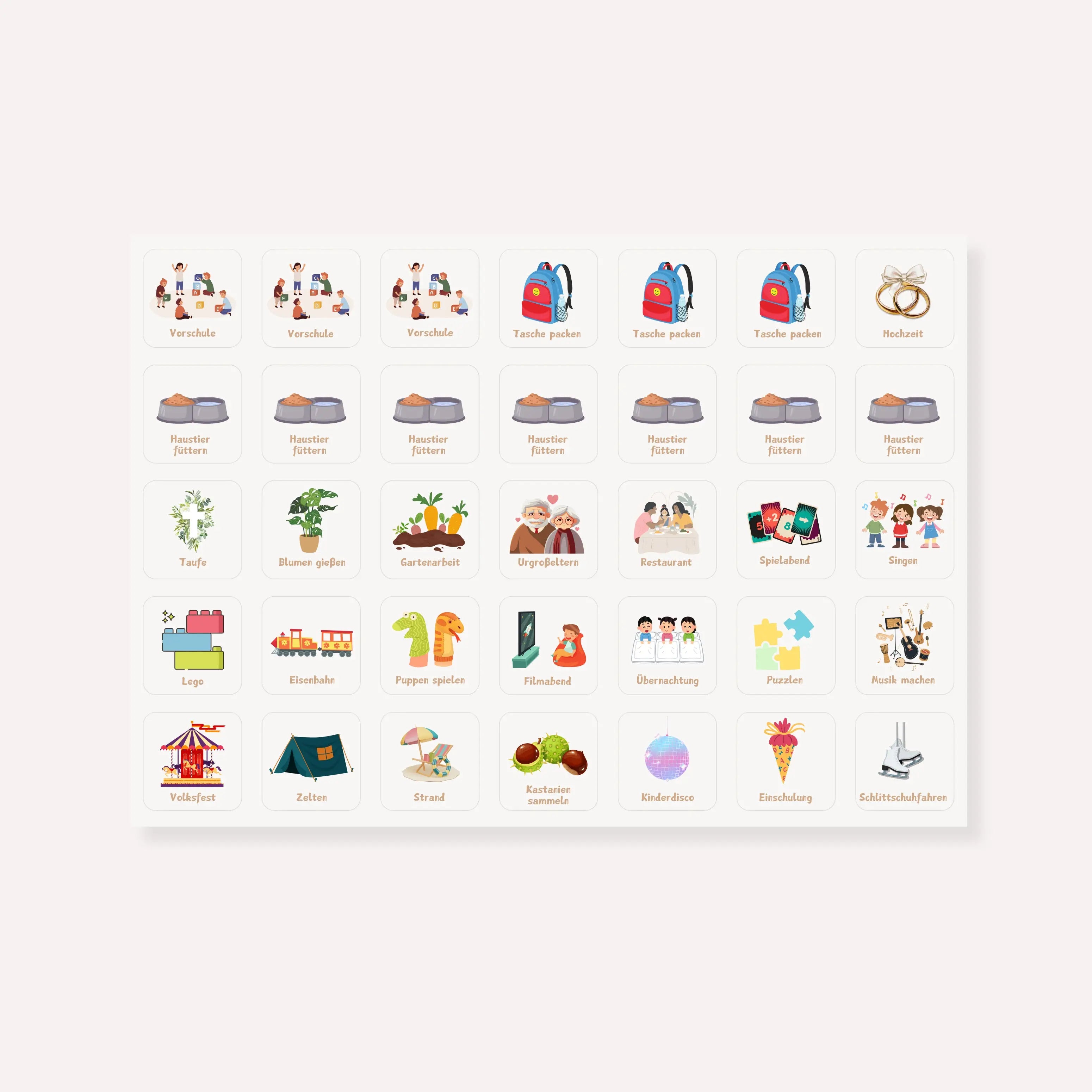 Wochenplaner Symbolkarten (Einzelseite)