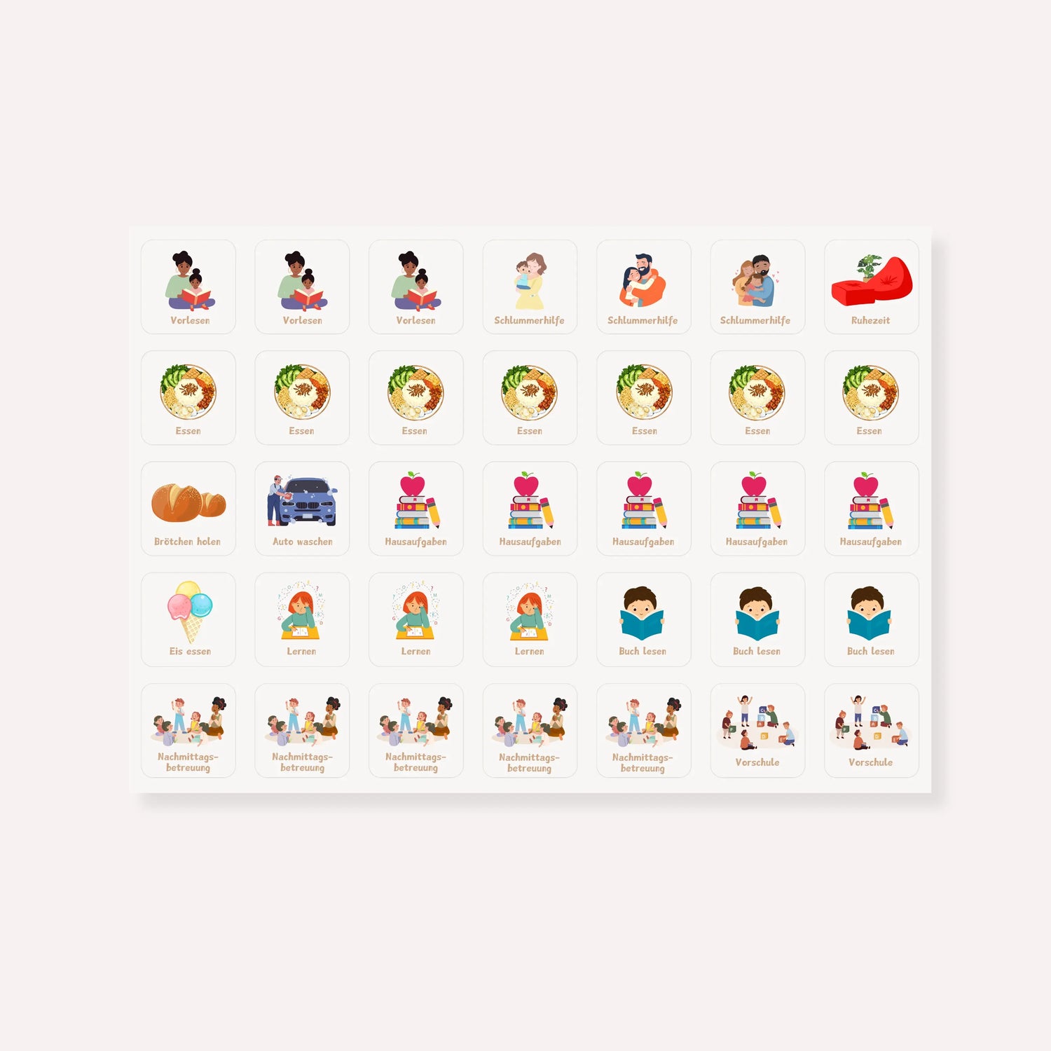 Wochenplaner Symbolkarten (Einzelseite)