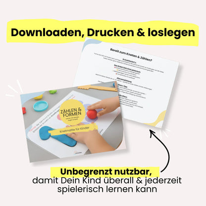 Knetmatte für Kinder - Zählen &amp; Formen (Digitaler Download)