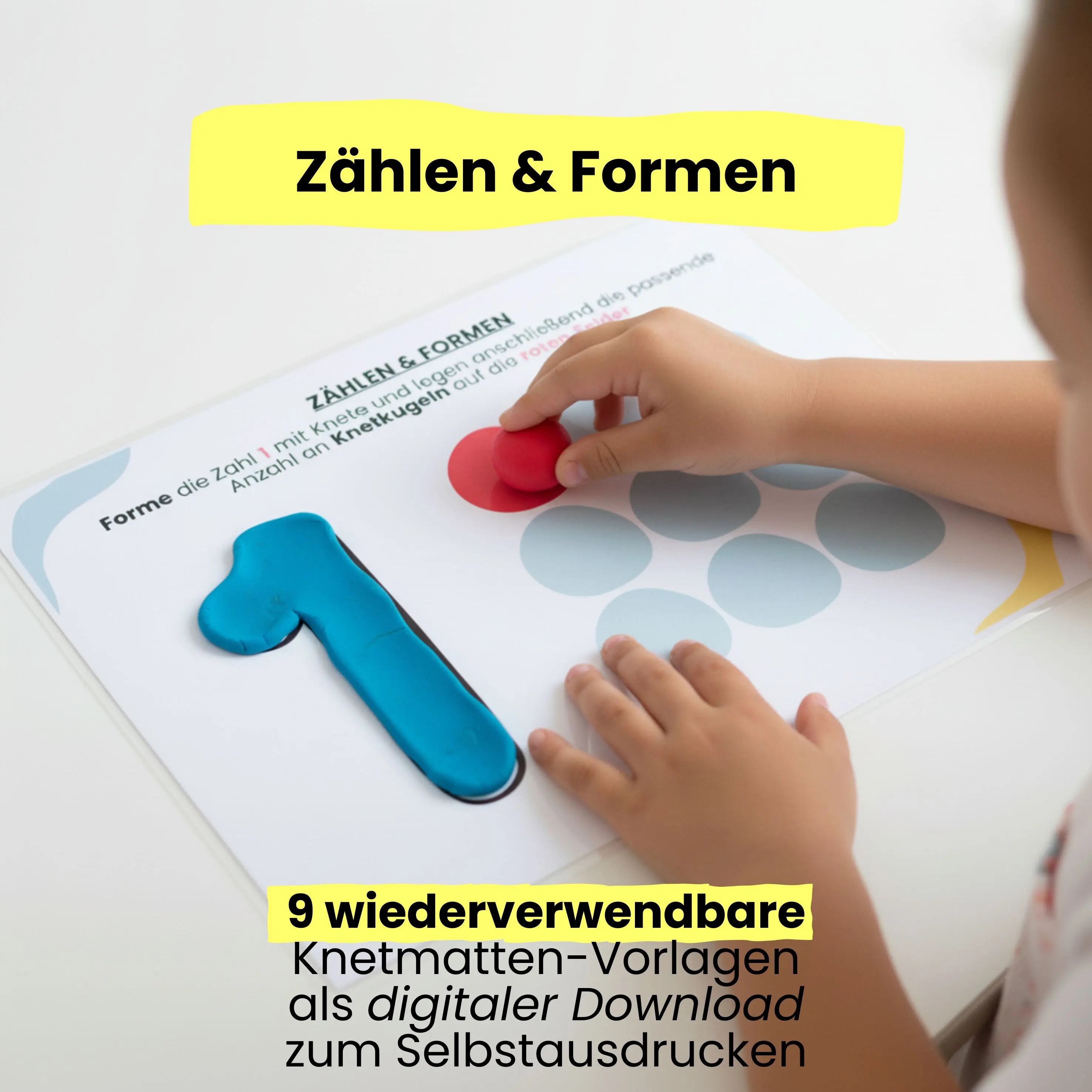 Knetmatte für Kinder - Zählen &amp; Formen (Digitaler Download)